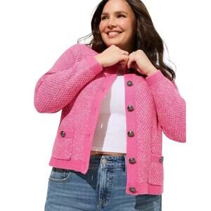Torrid Button Up Cardigan Sweater Gin Fizz Size 4X Pink